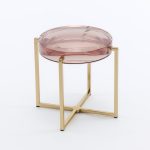 Soft Pink small coffee table with brass base